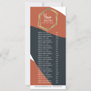 Prijslijst haar salon flyer terracotta navy kaart