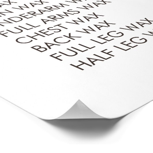 Prijslijst haar schoonheidssalon schoonheidsspecia poster (Hoek)