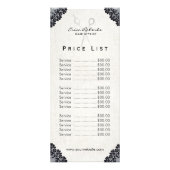 Prijslijst | Hair Stylist  Black Lace Salon Reclamekaart (Voorkant)