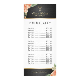 Prijslijst Hair Stylist Floral Reclamekaart