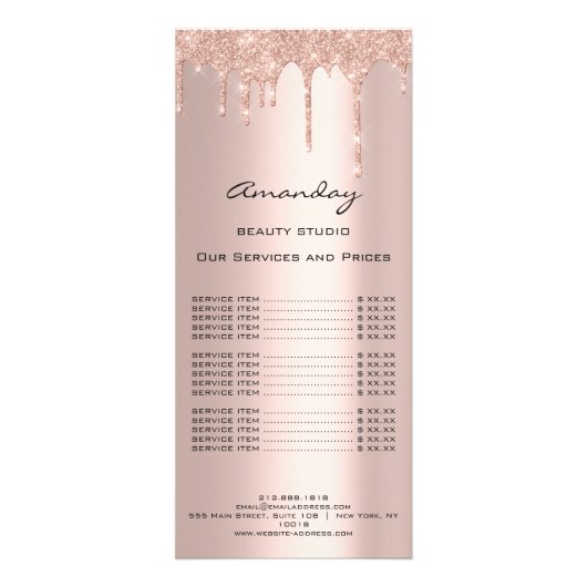 Prijslijst HairMakeup Lashes Nail SPA Roos Drivers Reclamekaart (Achterkant)