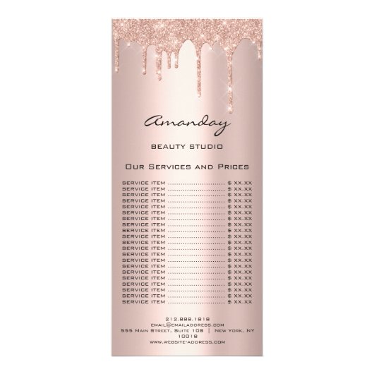 Prijslijst HairMakeup Lashes Nail SPA Roos Drivers Reclamekaart (Voorkant)