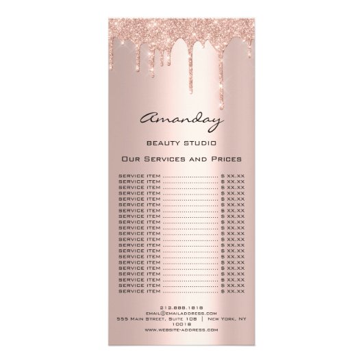 Prijslijst HairMakeup Lashes Nail SPA Roos Drivers Reclamekaart (Achterkant)