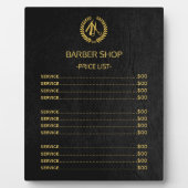 Prijslijst herenkapper zwart leerlook fotoplaat (Voorkant)
