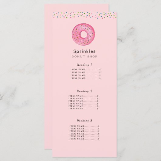 Prijslijst/Kaart menu Donut (Voorkant / Achterkant)