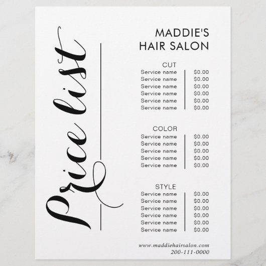 Prijslijst kalk voor kalligrafie (Voorkant)