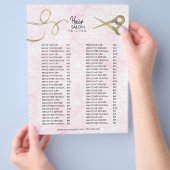 Prijslijst kapsalon marmer roze goud flyer (Hand)