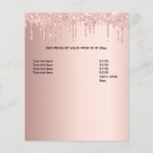 Prijslijst kapsalon roze goud glitters flyer (Achterkant)