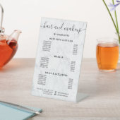 Prijslijst kapsalon witte marmeren kalligrafie mak reclamebord met voetstuk (Insitu)