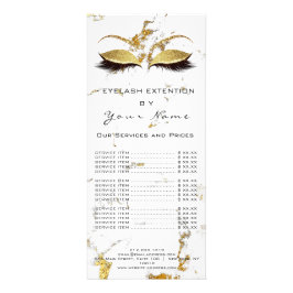 Prijslijst Lash Extension White marble Gold Reclamekaart