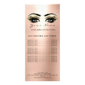 Prijslijst Lashes Extension Makeup Arti Roos Gold Reclamekaart (Voorkant)