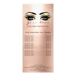 Prijslijst Lashes Extension Makeup Arti Roos Gold Reclamekaart