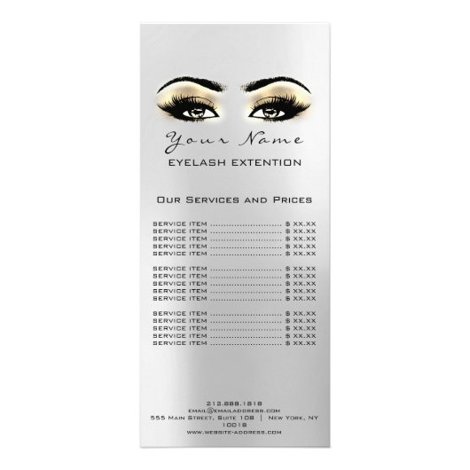 Prijslijst - Lashes Extension Makeup Artist Esthet Reclamekaart (Achterkant)