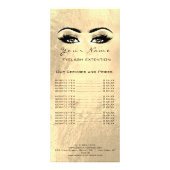 Prijslijst Lashes Extension Makeup Artist Gold Lux Reclamekaart (Voorkant)