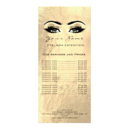 Prijslijst Lashes Extension Makeup Artist Gold Lux Reclamekaart