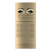 Prijslijst Lashes Extension Makeup Artist Gold Reclamekaart (Voorkant)
