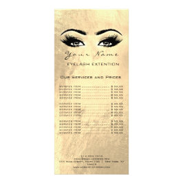 Prijslijst Lashes Extension Makeup Artist Golden Reclamekaart