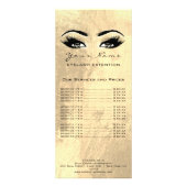 Prijslijst Lashes Extension Makeup Artist Golden Reclamekaart (Achterkant)