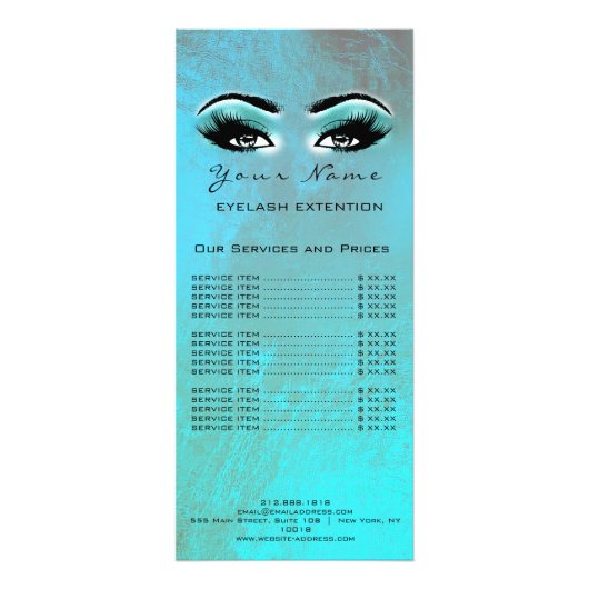 Prijslijst Lashes Extension Makeup Artist Ocean Reclamekaart (Voorkant)