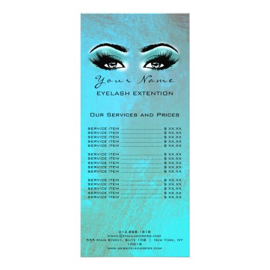 Prijslijst Lashes Extension Makeup Artist Ocean Reclamekaart (Achterkant)