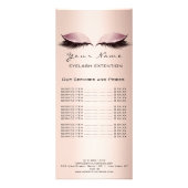 Prijslijst Lashes Extension Makeup Artist Pink Lux Reclamekaart (Voorkant)