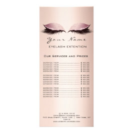 Prijslijst Lashes Extension Makeup Artist Pink Lux Reclamekaart