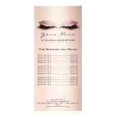 Prijslijst Lashes Extension Makeup Artist Pink Lux Reclamekaart (Achterkant)