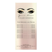 Prijslijst Lashes Extension Makeup Champaigne Reclamekaart (Achterkant)