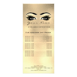 Prijslijst Lashes Extension Makeup Gold Glass Faux Reclamekaart
