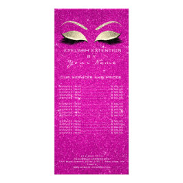 Prijslijst Lashes Extension Makeup Hot Pink Gold Reclamekaart