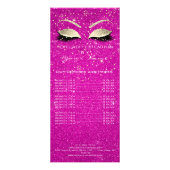 Prijslijst Lashes Extension Makeup Pink Hot Gold Reclamekaart (Voorkant)