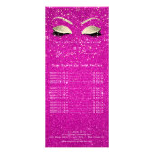 Prijslijst Lashes Extension Makeup Pink Hot Gold Reclamekaart (Achterkant)