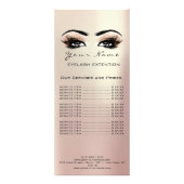 Prijslijst Lashes Extension Makeup Roos Gold Coral Reclamekaart (Voorkant)