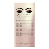 Prijslijst Lashes Extension Makeup Roos Gold Coral Reclamekaart (Achterkant)