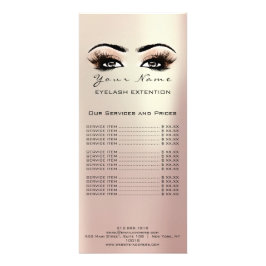 Prijslijst Lashes Extension Makeup Roos Gold Coral Reclamekaart