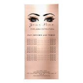 Prijslijst Lashes Extension Makeup Roos Gold Coral Reclamekaart (Voorkant)