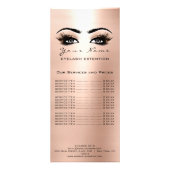 Prijslijst Lashes Extension Makeup Roos Gold Coral Reclamekaart (Achterkant)