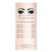 Prijslijst Lashes Extension Makeup Roos Gold Grey Reclamekaart (Voorkant)