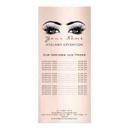Prijslijst Lashes Extension Makeup Roos Gold Grey Reclamekaart