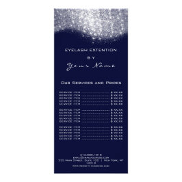 Prijslijst Lashes Makeup Hairdresser Silver Blue Reclamekaart