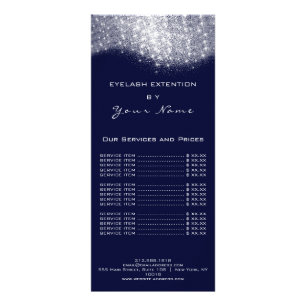 Prijslijst Lashes Makeup Hairdresser Silver Blue Reclamekaart