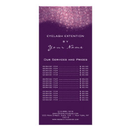 Prijslijst Lashes Makeup hairdresser Violet Roze Reclamekaart