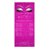 Prijslijst - Lashes Uitbreiding Makeup Hot Pink Reclamekaart (Achterkant)