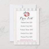 Prijslijst Lippenstift Distributeur Waterverfkaart (Voorkant)