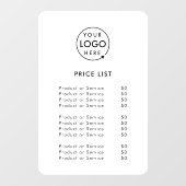 Prijslijst Logo | Bedrijfs Modern Minimalistisch W Raamsticker (Vel)