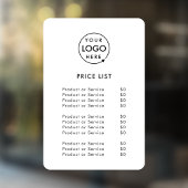 Prijslijst Logo | Bedrijfs Modern Minimalistisch W Raamsticker