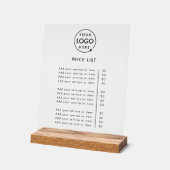 Prijslijst | Logo Bedrijfs Moderne Beroeps Acryl Bord (Hoek)