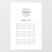 Prijslijst | Logo Bedrijfs Moderne Beroeps Raamsticker (Vel)