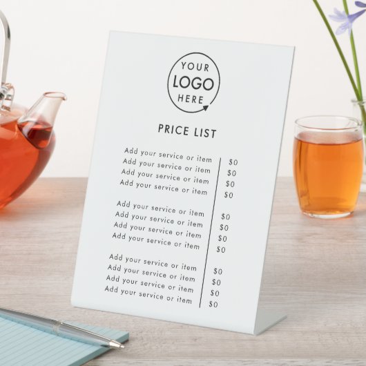 Prijslijst | Logo Bedrijfs Moderne Beroeps Reclamebord Met Voetstuk (Insitu)