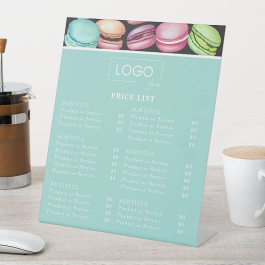 Prijslijst | Logo Macaron Mint Patisserie Reclamebord Met Voetstuk (Insitu)